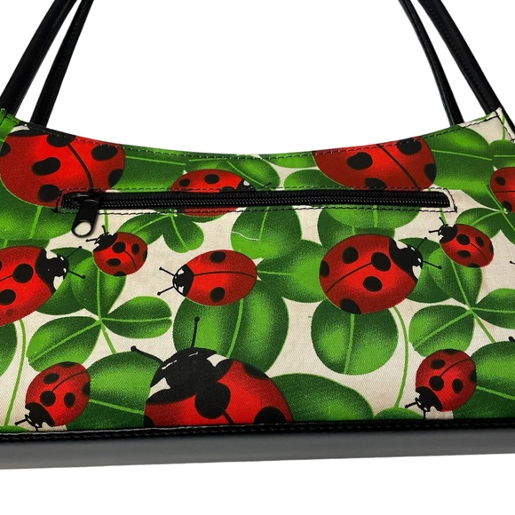 NWOT Ladybug Print Rhinestone Baguette Shoulder Bag Purse - Picture 5 of 9